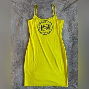 Bebe Sunny Yellow Logo Dress